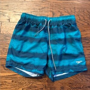 Speedo Aqua and Dark Blue Swim Shorts men’s size Medium in excellent cond